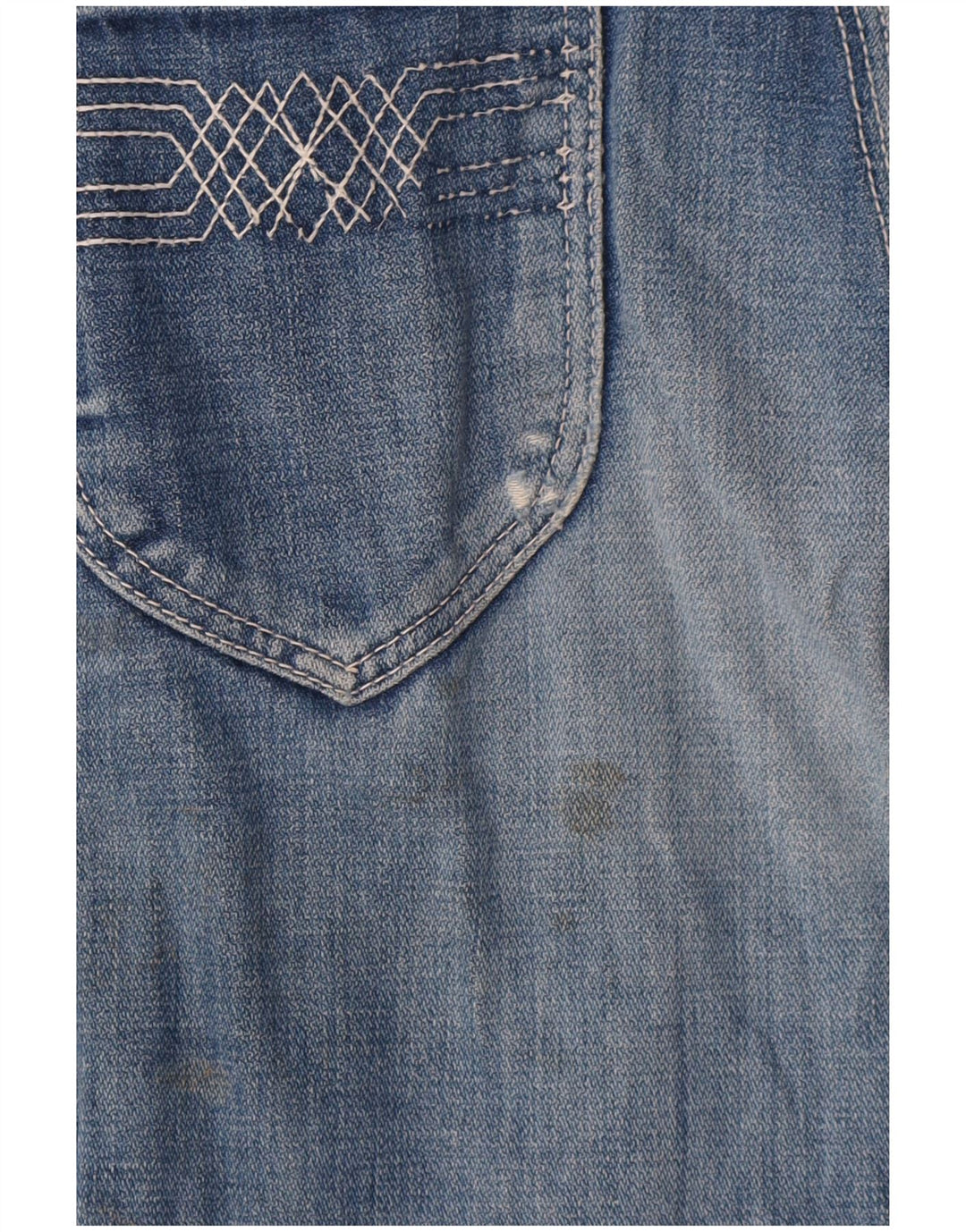Pantaloncini di jeans invecchiati da donna Wrangler W29 Blu medio