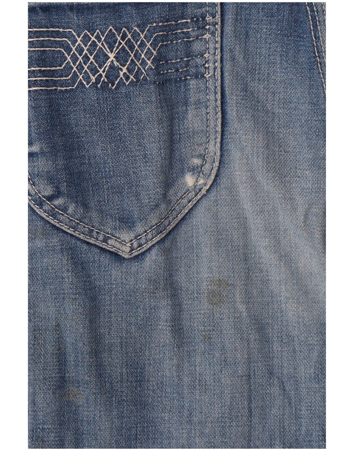 Pantaloncini di jeans invecchiati da donna Wrangler W29 Blu medio