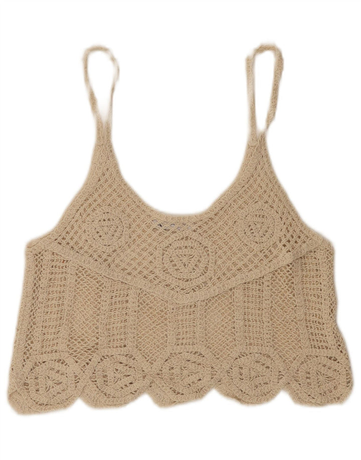 Canotta corta all'uncinetto da donna Zara UK 12 Beige medio