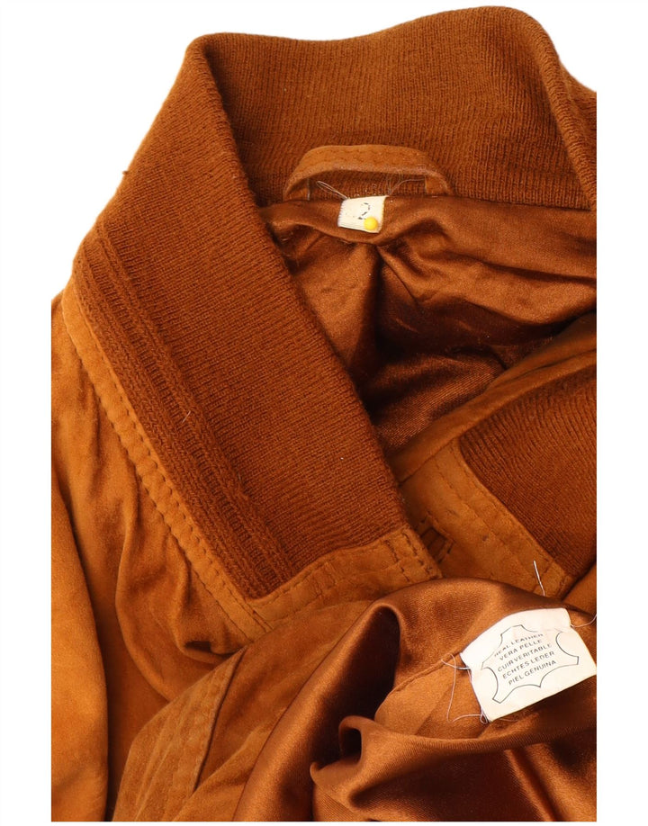 Giubbotto bomber in pelle scamosciata vintage da uomo EU 52 XL in pelle beige