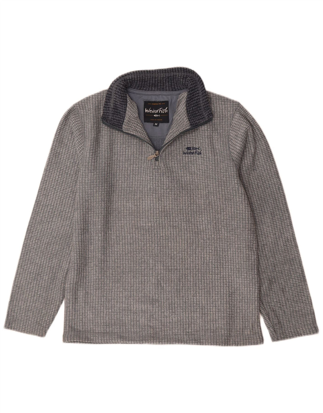 Maglione in pile da uomo con zip e collo Weird Fish in viscosa grigio medio