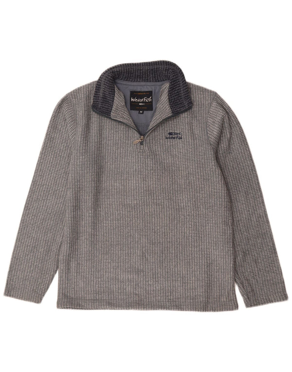 Maglione in pile da uomo con zip e collo Weird Fish in viscosa grigio medio