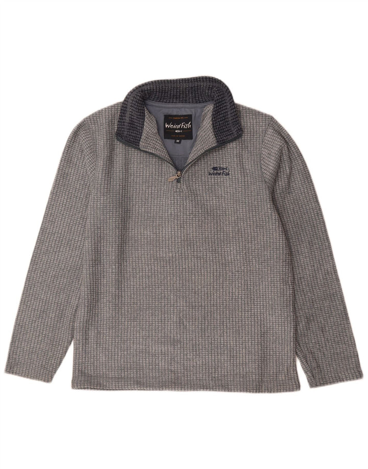 Maglione in pile da uomo con zip e collo Weird Fish in viscosa grigio medio