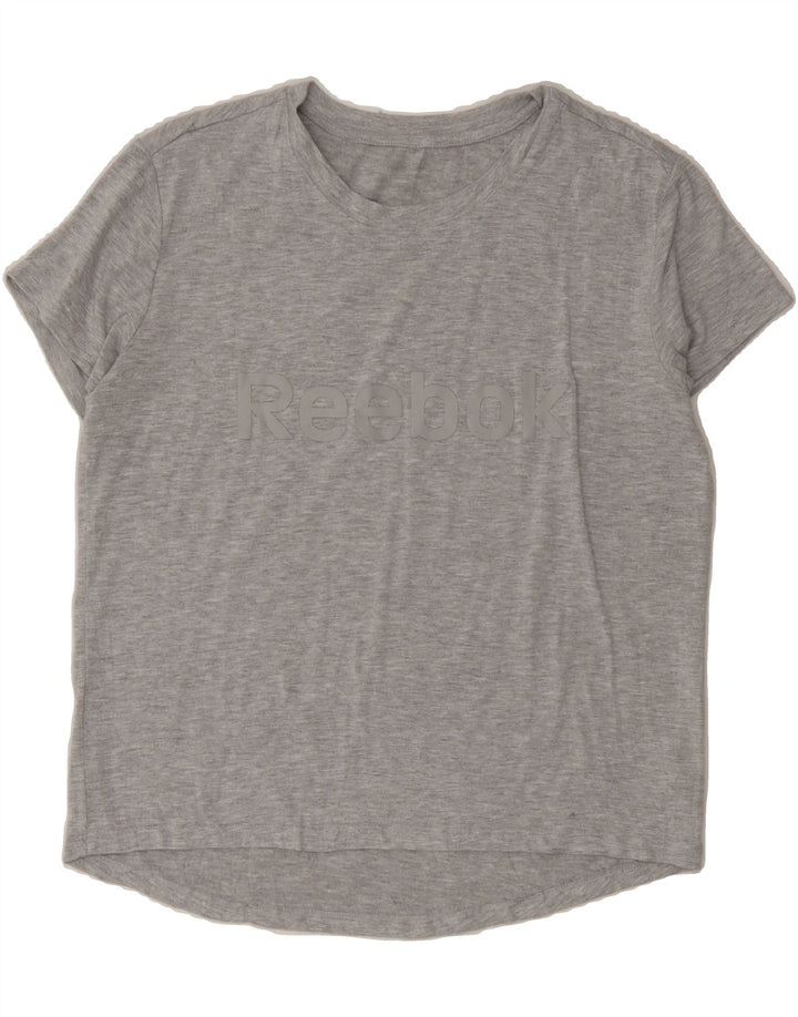 REEBOK Womens Graphic T-Shirt Top XS Grey Polyester Vintage Reebok and Second-Hand Reebok from Messina Hembry 