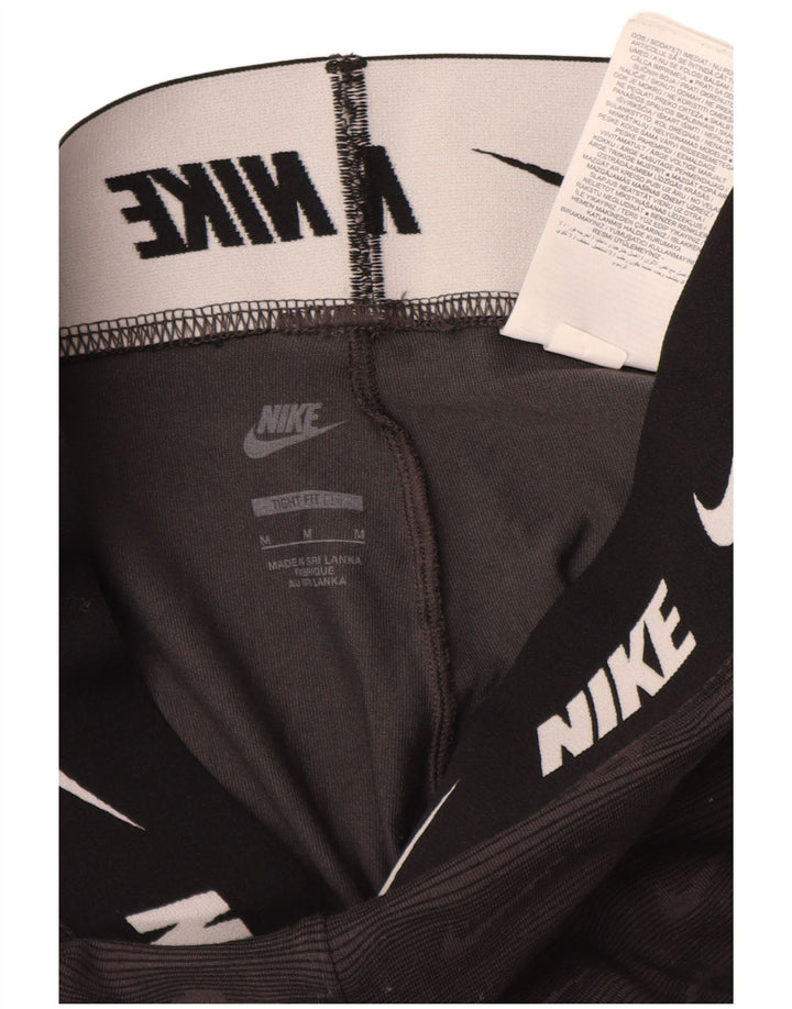 Leggings grafici Nike da donna con vestibilità attillata UK 12 cotone medio nero