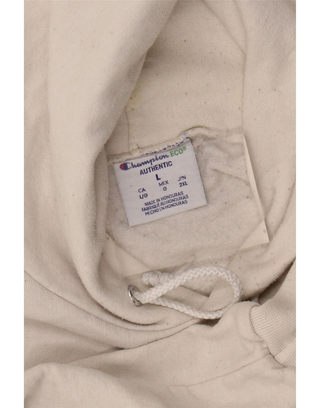 CHAMPION Mens Graphic Hoodie Jumper Large White Cotton