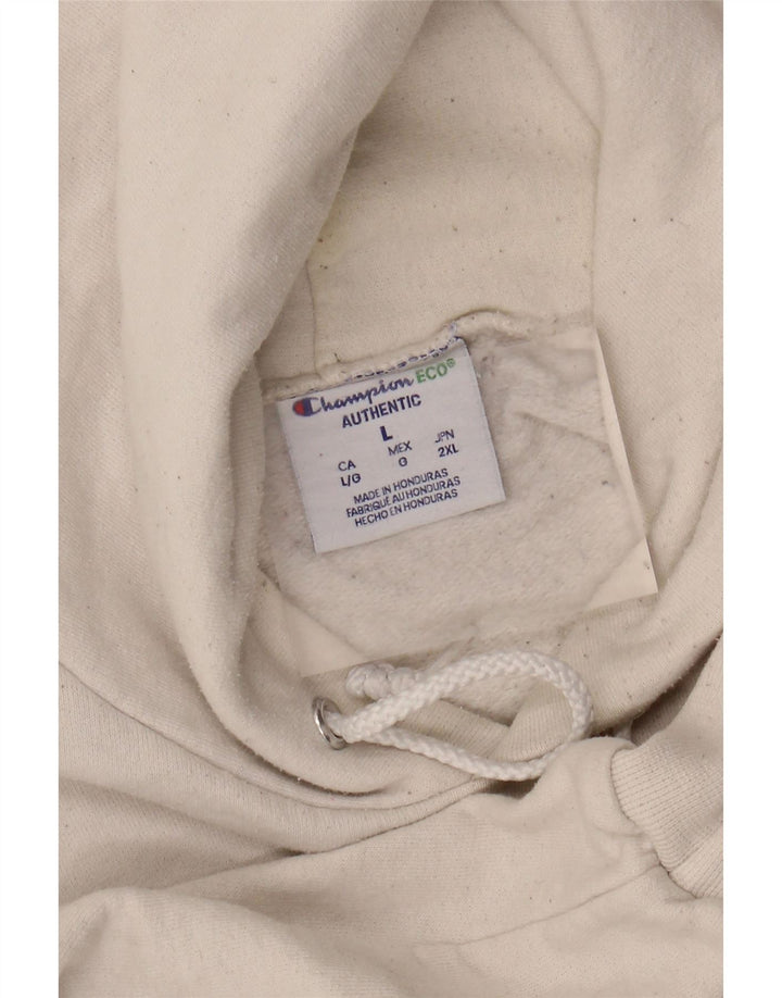 CHAMPION Mens Graphic Hoodie Jumper Large White Cotton
