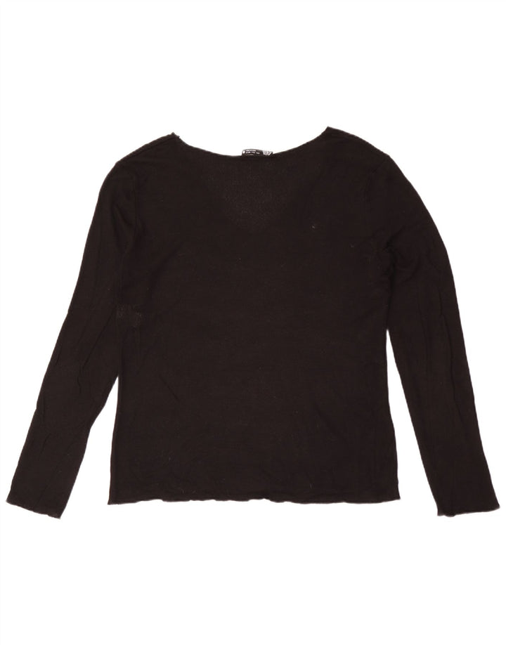 Top Zara da donna a maniche lunghe UK 14 Large in viscosa nera