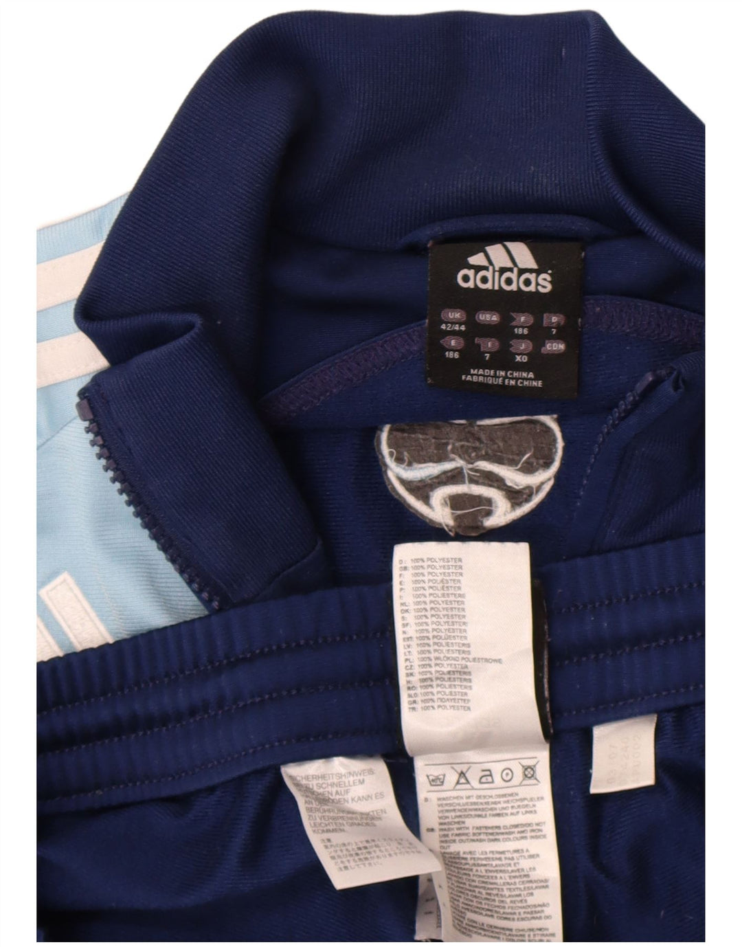 Tuta intera da uomo Adidas UK 42/44 Large Blu Navy Colourblock Poliestere