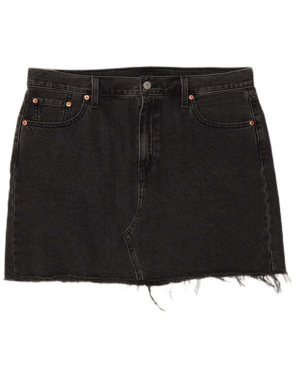 Gonna di jeans a vita bassa da donna Levi's W32 grande cotone nero
