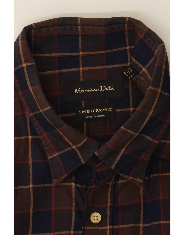 Camicia da uomo Massimo Dutti a quadri marroni grandi