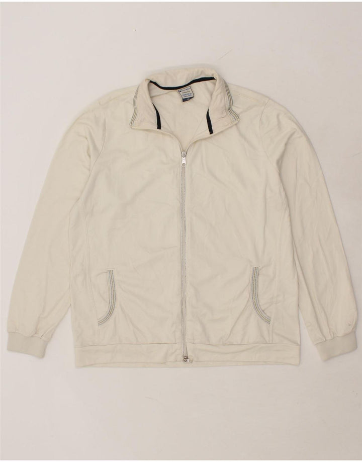 CHAMPION Womens Easy Fit Tracksuit Top Jacket UK 20 2XL Beige Polyester Vintage Champion and Second-Hand Champion from Messina Hembry 