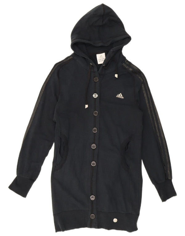 Maglione cardigan lungo oversize da donna Adidas UK 10 piccolo blu navy
