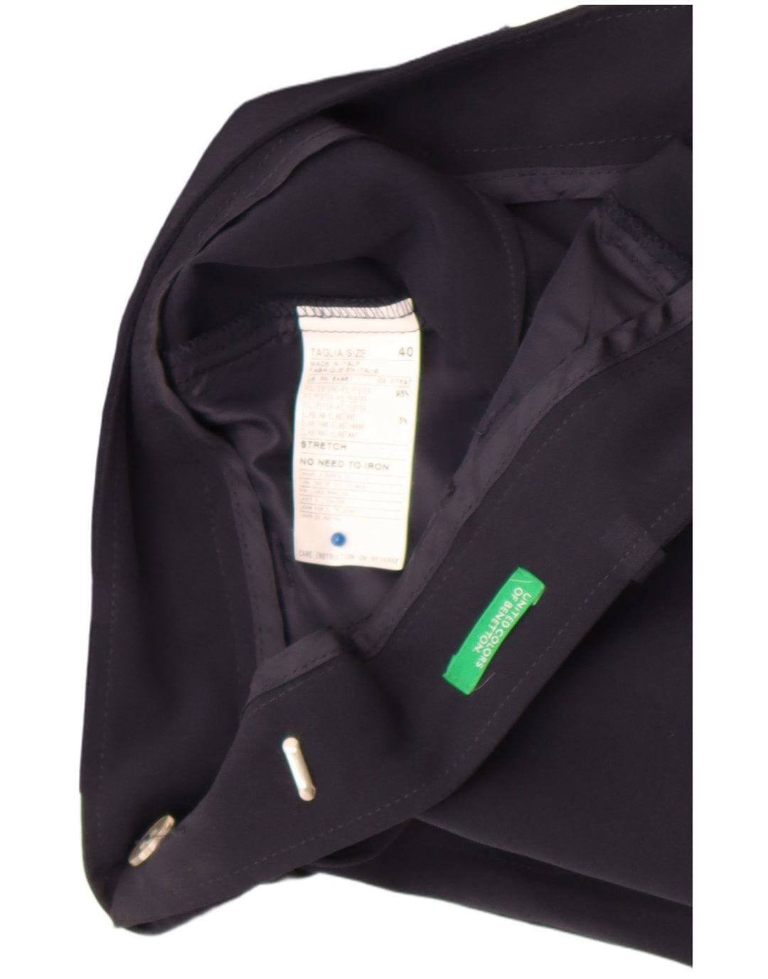 Pantaloncini chino da donna Benetton IT 40 Small W28 poliestere blu navy