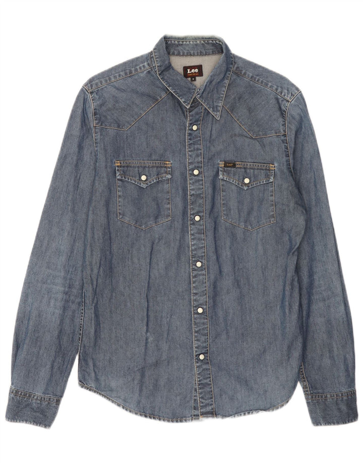 Camicia di jeans da uomo Lee in cotone blu medio