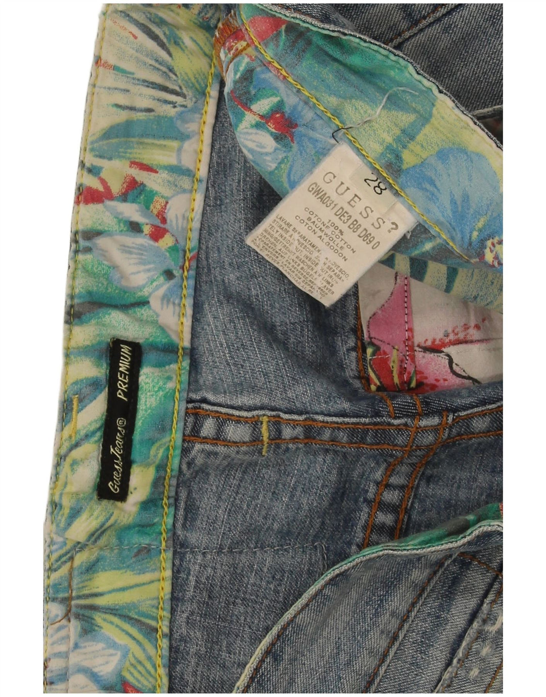 Jeans cropped invecchiati Guess da donna W28 L24 cotone blu