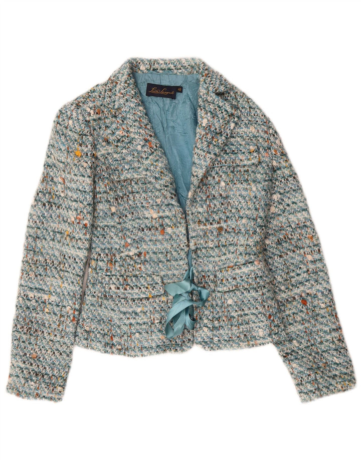 Giacca blazer da donna con cravatta sul davanti Luisa Spagnoli IT 40 piccola blu screziata
