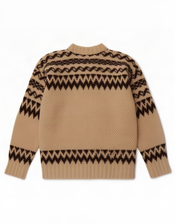 Maglione maglione girocollo da donna vintage UK 14 medio bianco sporco Fair Isle