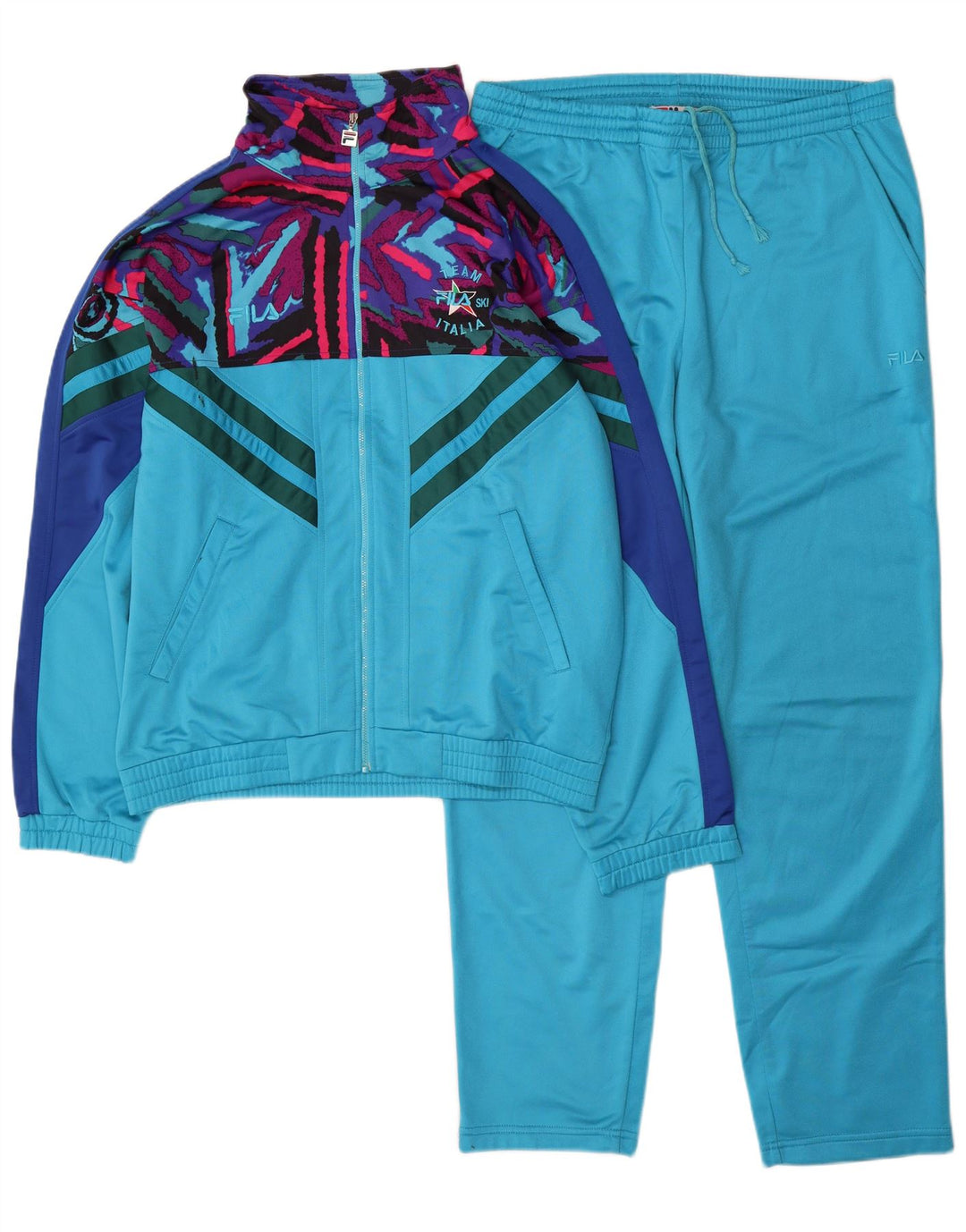 Tuta intera da uomo Fila in poliestere color block blu medio