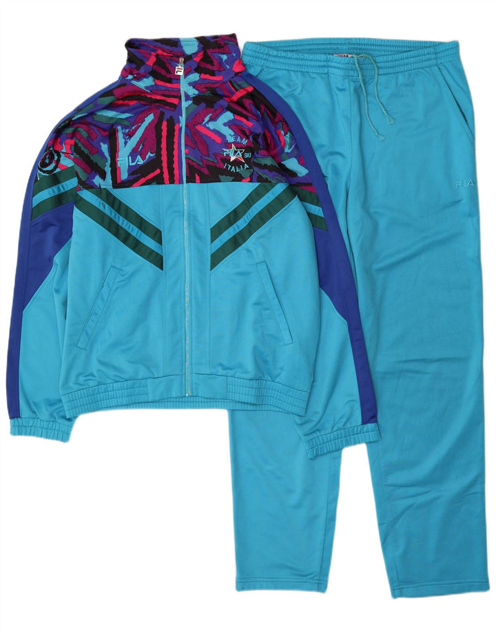 Tuta intera da uomo Fila in poliestere color block blu medio