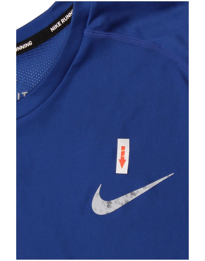T-shirt Nike Dri Fit da uomo, top in poliestere blu medio