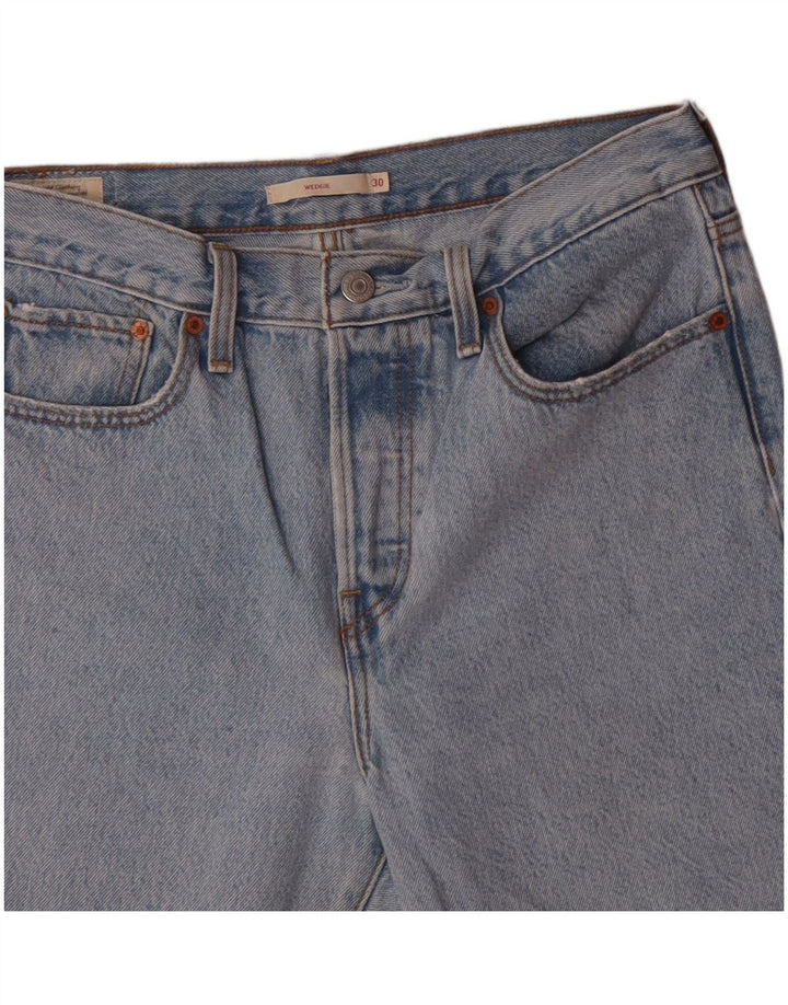 Pantaloncini di jeans con zeppa da donna LEVI'S W30 cotone blu medio