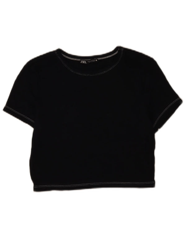 T-shirt corta da donna Zara UK 14 grande blu navy