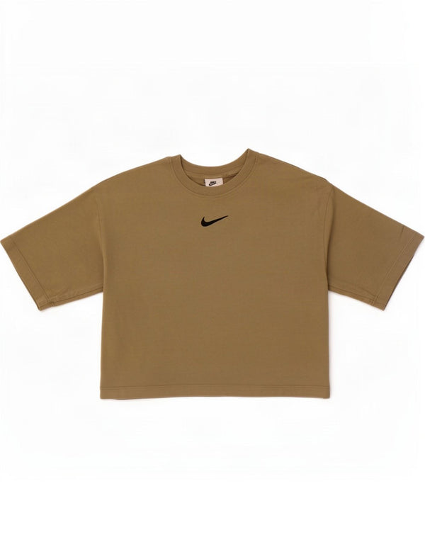 Nike - Maglietta corta da donna con grafica, taglia UK 10, piccola, in cotone kaki
