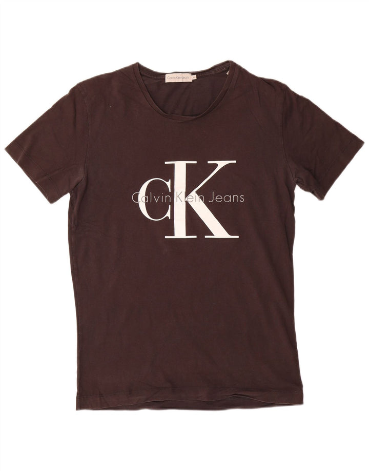 CALVIN KLEIN JEANS T-shirt grafica da uomo Top in cotone grigio medio