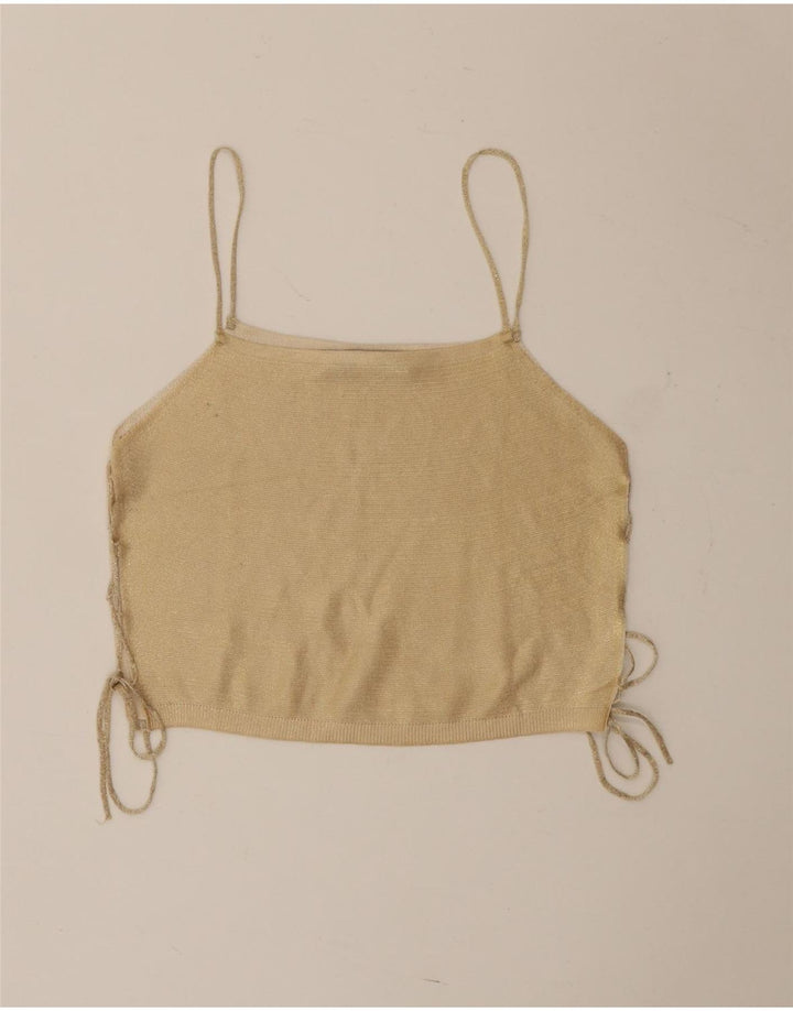 Canottiera corta corta da donna Zara UK 12 beige medio