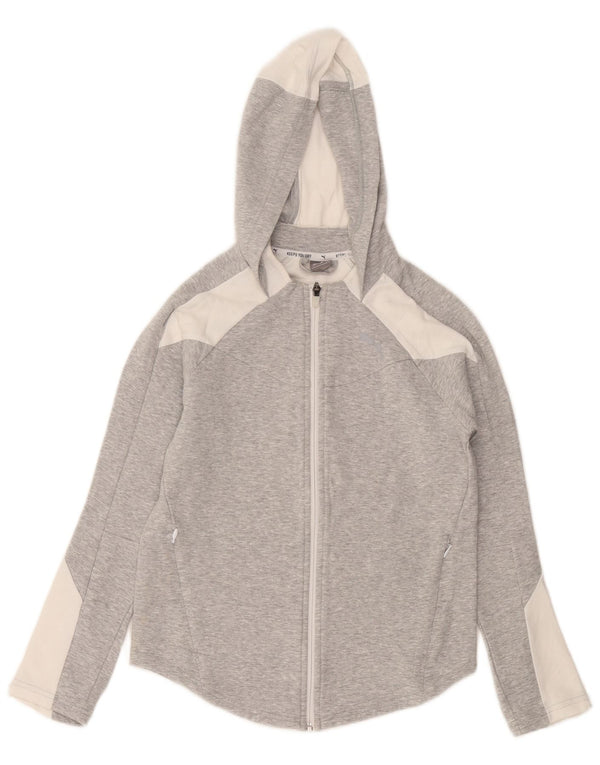 Felpa con cappuccio e zip Puma da donna, vestibilità ampia, UK 6 XS, cotone color block grigio