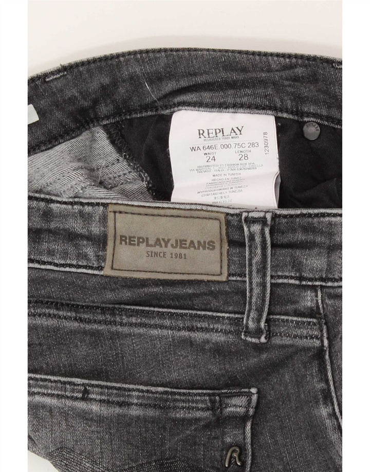 Jeans slim corti da donna Replay W24 L24 cotone grigio