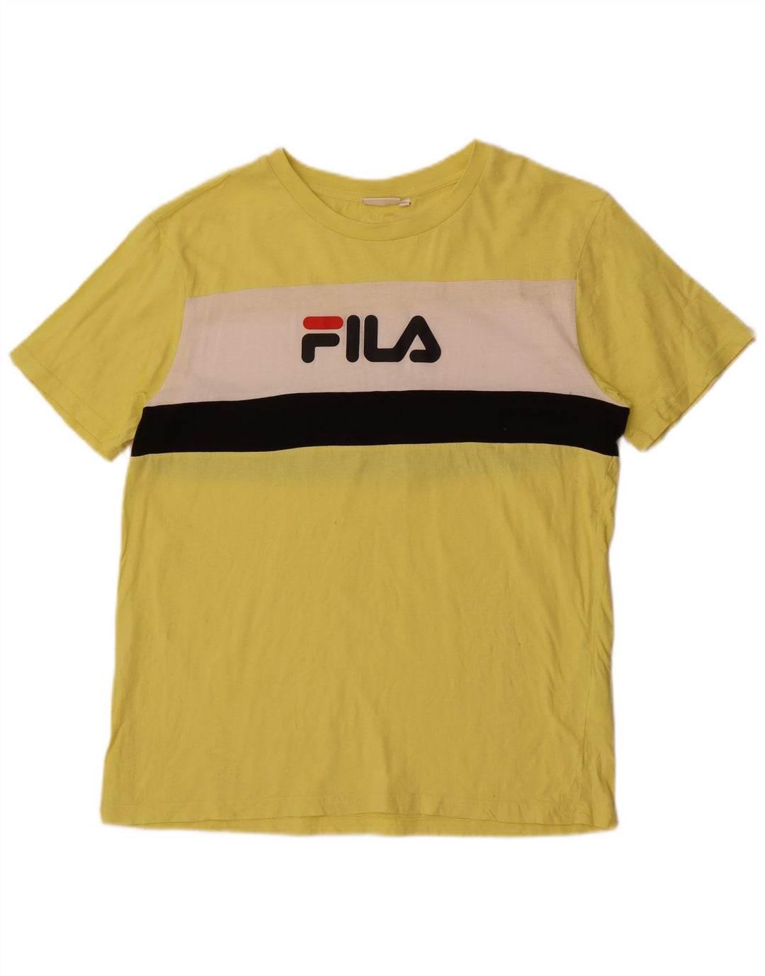 T-shirt grafica da uomo Fila Top in cotone color block giallo medio