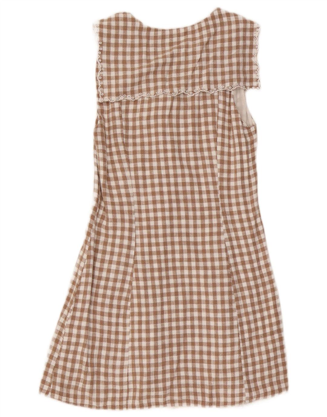 Abito a trapezio senza maniche da donna Zara UK 10 piccolo in viscosa a quadretti marrone
