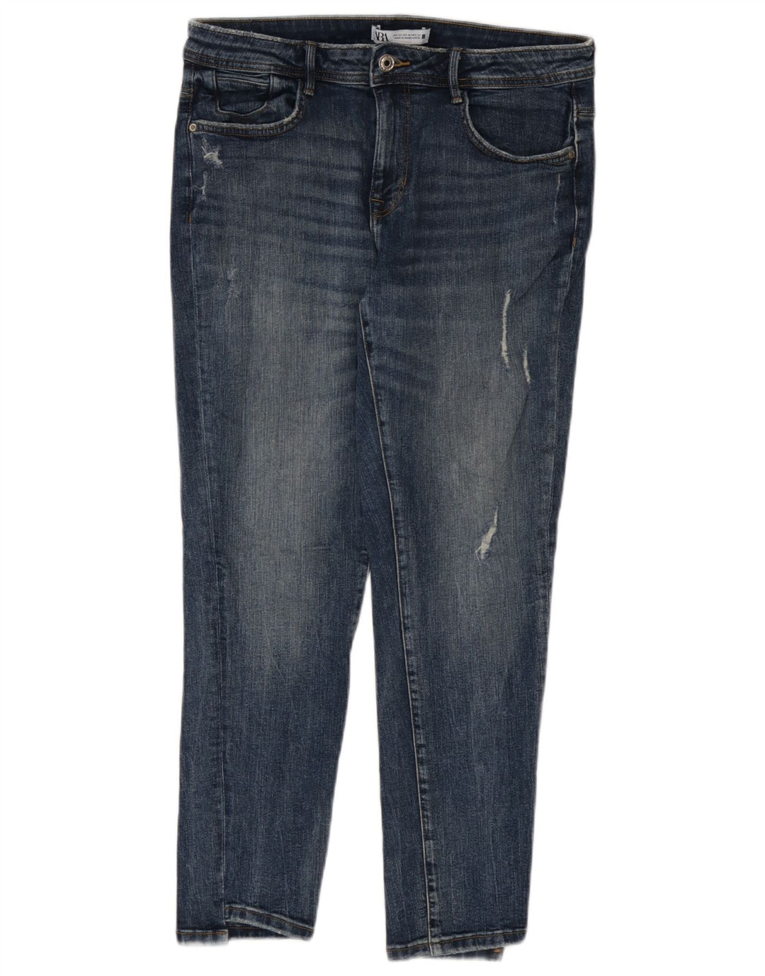Jeans slim invecchiati Zara da donna EU 42 Large W32 L27 Blu