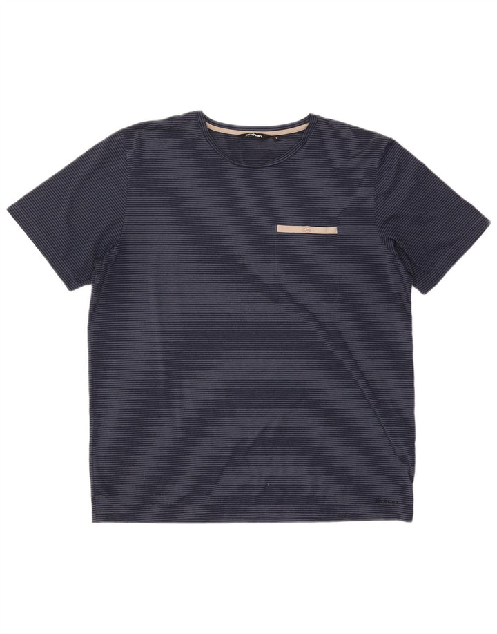 T-shirt da uomo Rohan Top grande in poliestere a righe blu navy