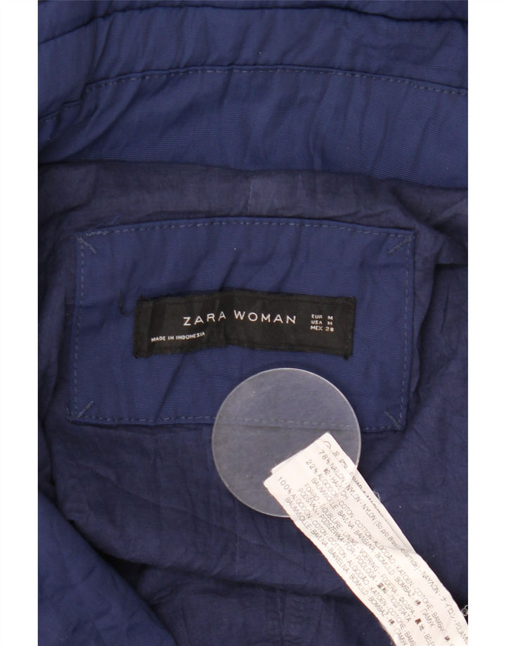 Giacca Parka con cappuccio da donna Zara UK 14 nylon blu navy medio