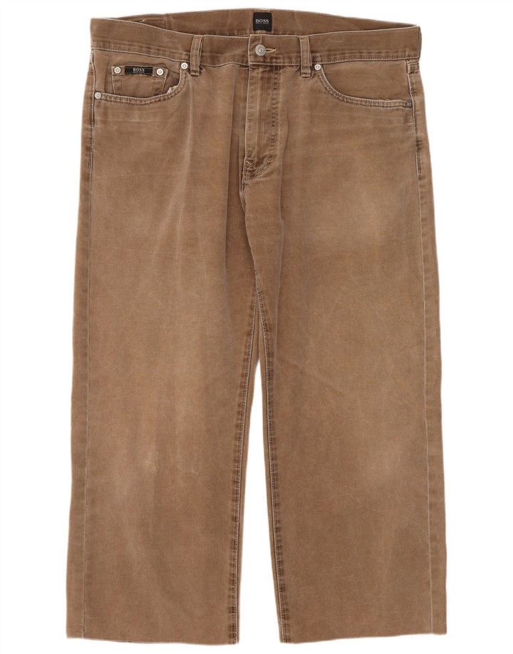 Jeans cropped da uomo HUGO BOSS W38 L25 cotone marrone