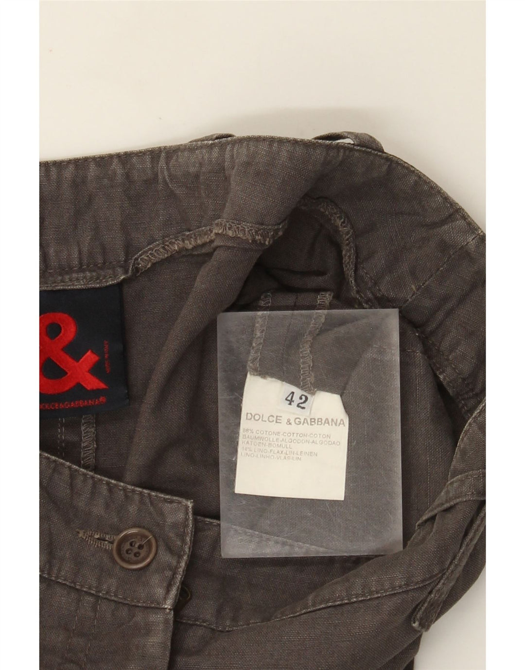 Gonna a trapezio da donna Dolce & Gabbana IT 42 media W28 cotone kaki