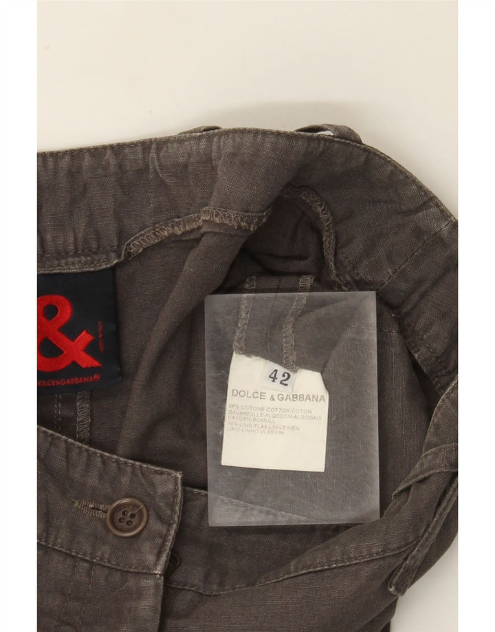 Gonna a trapezio da donna Dolce & Gabbana IT 42 media W28 cotone kaki