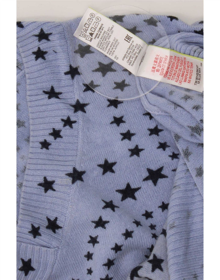 Maglione da donna con scollo a V con motivo astratto Marks & Spencer UK 18 XL Blu