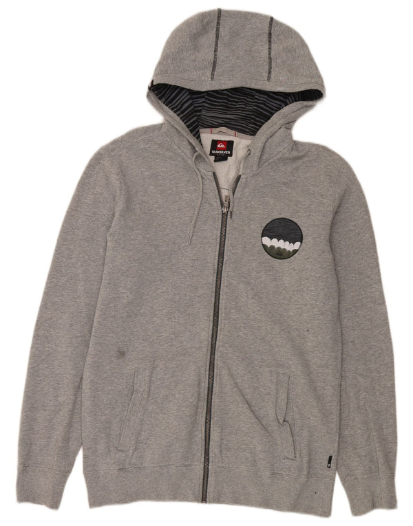 Maglione con cappuccio e zip grafica da uomo Quiksilver piccolo in cotone chiazzato grigio