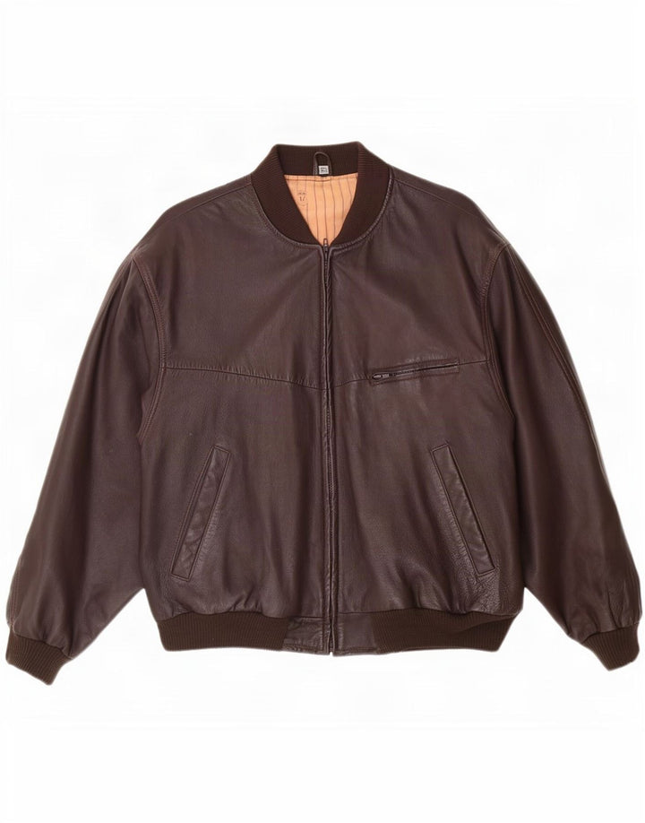 Giacca in pelle vintage da uomo UK 42 XL Marrone
