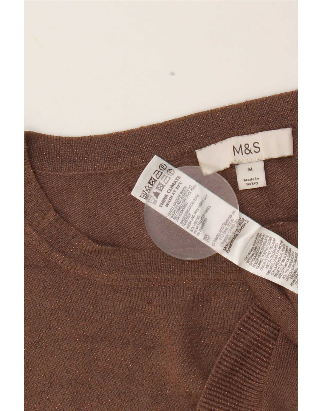 Maglione maglione con scollo a barca da donna Marks & Spencer UK 14 Marrone medio