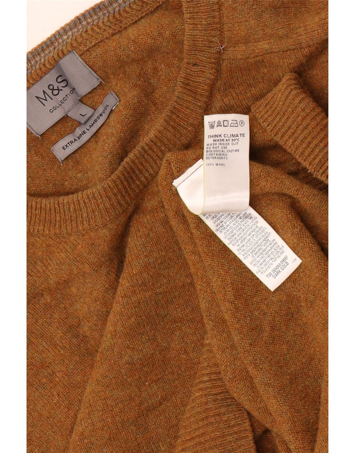 Maglione maglione girocollo da uomo Marks & Spencer grande lana screziata marrone