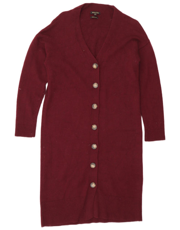 Maglione cardigan lungo da donna Massimo Dutti UK 14 Bordeaux medio