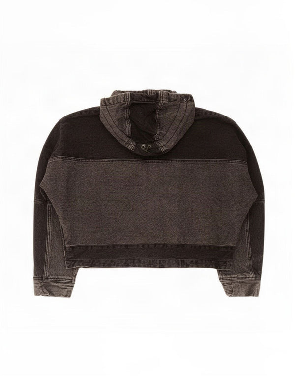 Giacca di jeans vestibilità ampia con cappuccio Zara da uomo UK 36 Small Grey Colourblock