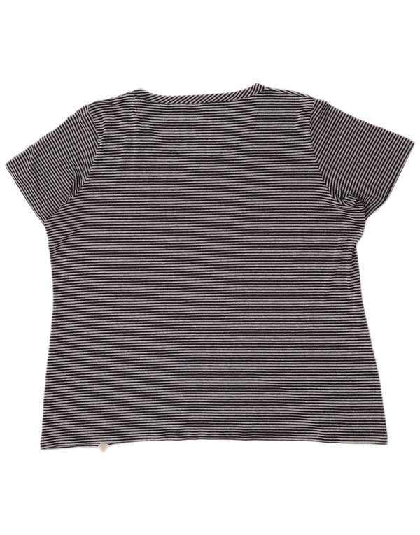 Marina Rinaldi T-shirt Voyage da donna Top UK 16 Viscosa a righe grandi grigie