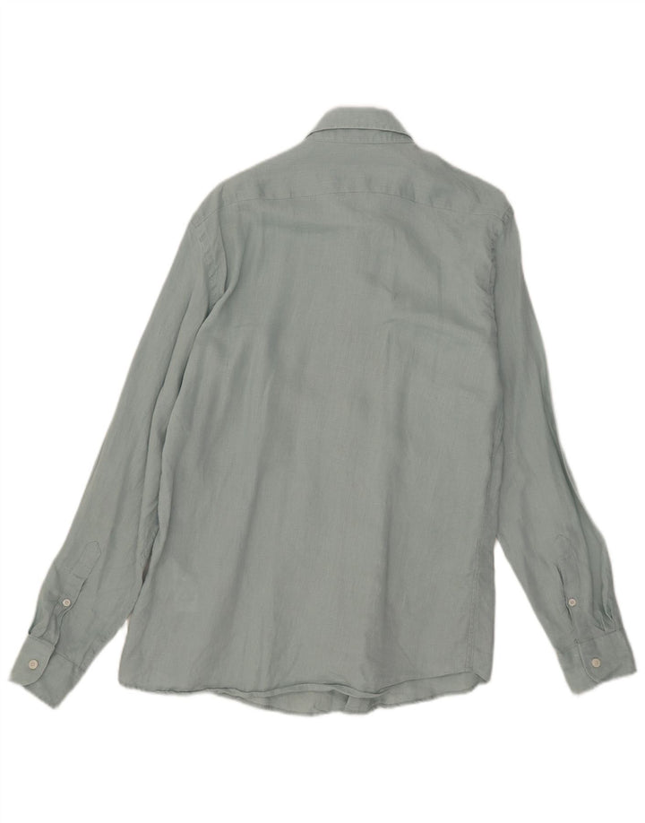 Camicia Reiss da uomo vestibilità regolare in lino blu medio