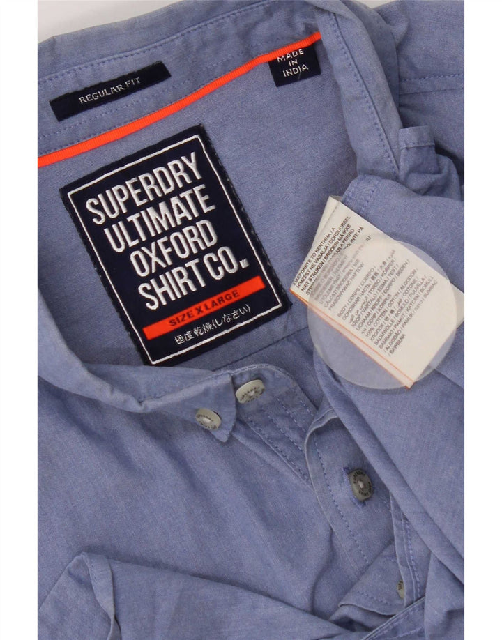 Camicia da donna a maniche corte Regular Fit Superdry XL in cotone blu